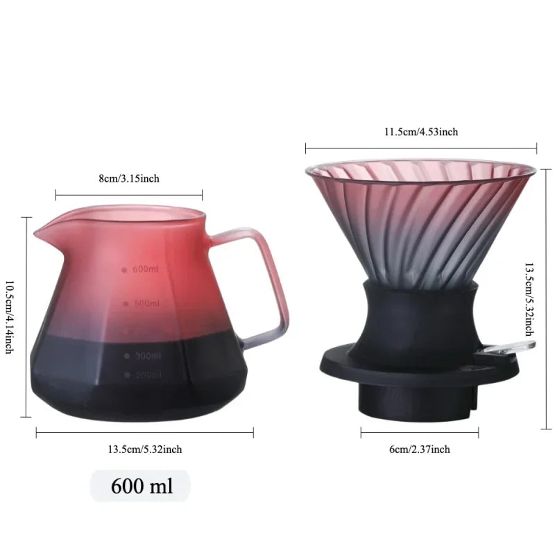 2024 New 600ml Immersion Dripper Switch Glass Pour Over Coffee Maker, V-Shape Drip Coffee Dripper and Filters, Hold 3-4 Cups