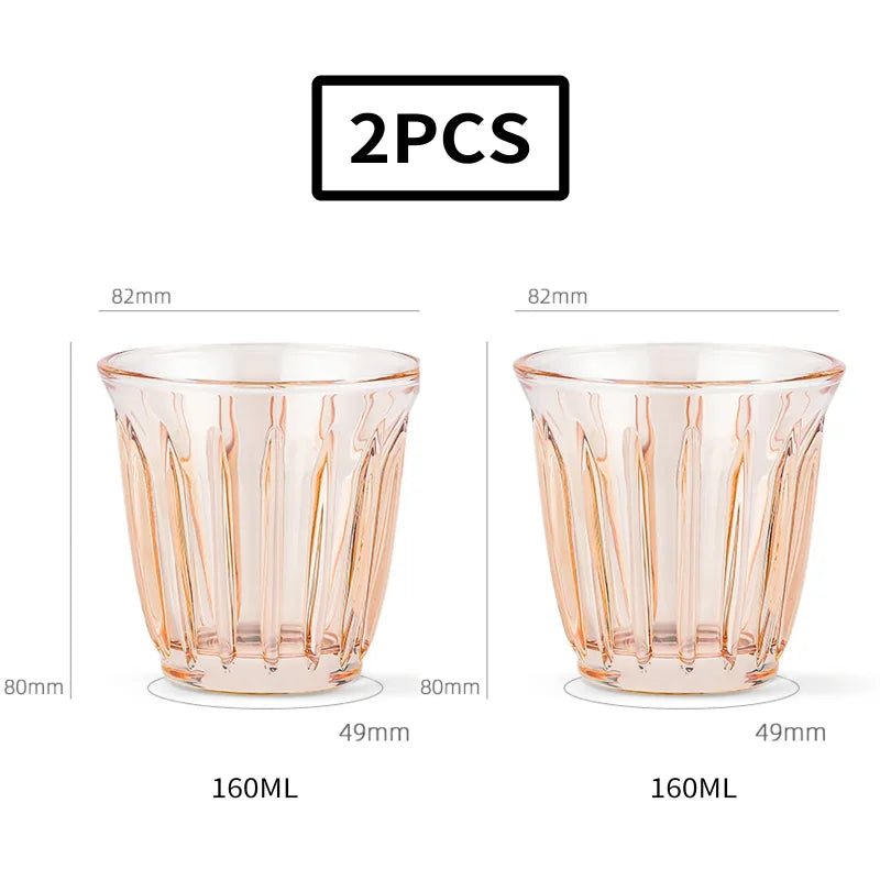 MHW-3BOMBER 160ml Espresso Cups Art Striped Anti-scald Latte Coffee Mugs Set Anti-slip Glass Cup Christmas Gift for Coffee Lover