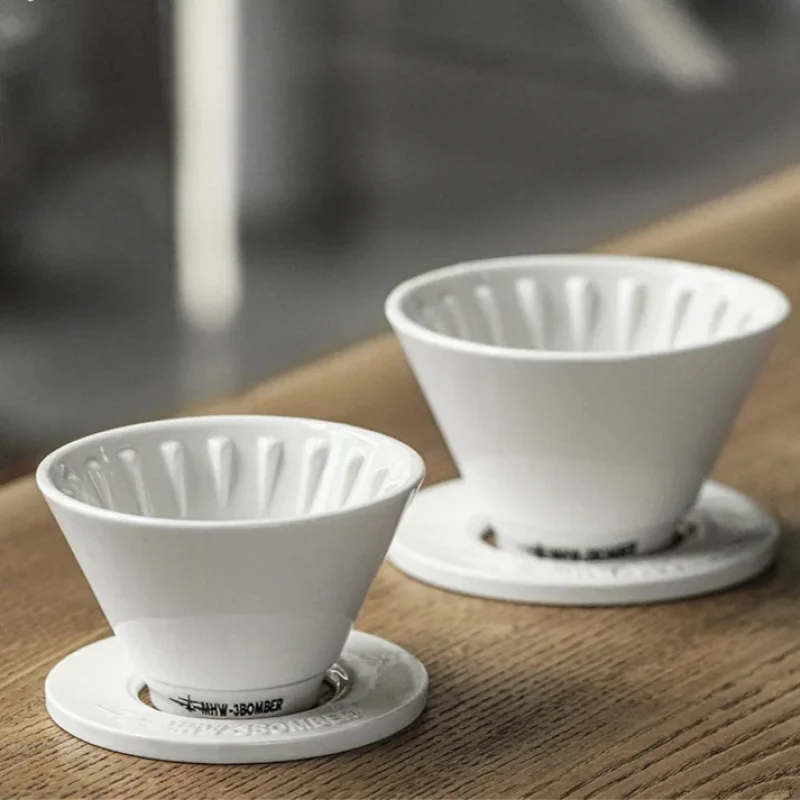 MHW 3BOMBER Porcelain Coffee Dripper Ceramic Coffee Filter Cup 3 Holes Paper Cone Manual Brew Tool Chic Home Barista Accessories