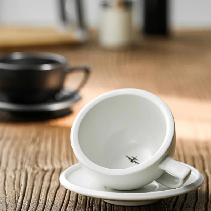 MHW-3BOMBER 280ml Ceramic Coffee Cup with Saucer & Spoon Set Art Latte Espresso Mug for Tea Cappuccino Home Kitchen Accessories