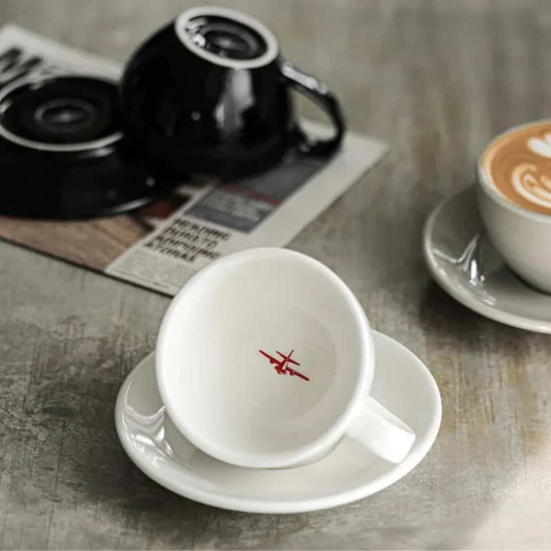 MHW-3BOMBER 280ML Esspresso Cup Saucer & Spoon Ceramic Tea Mugs Set Home Kitchen Accessories Chritmas Gifts for Coffee Lovers