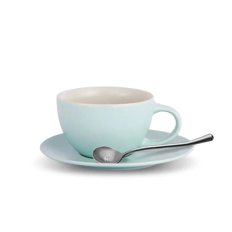 MHW-3BOMBER 300ML Cappuccino Cups with Saucer & Spoon Ceramic Espresso Cup for Latte, Cappuccino Chic Home Barista Accessories