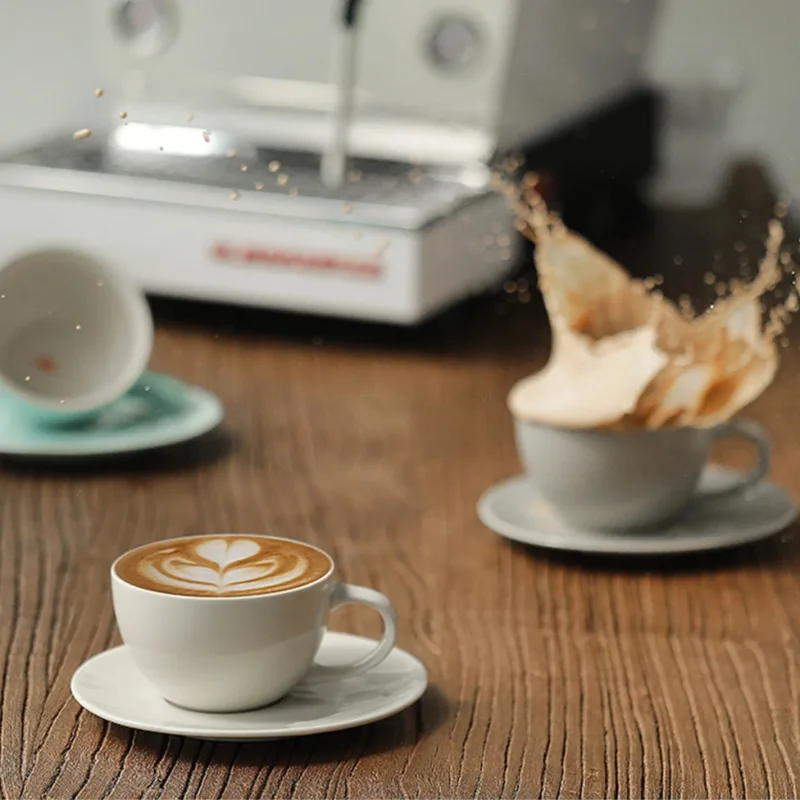 MHW-3BOMBER 300ML Cappuccino Cups with Saucer & Spoon Ceramic Espresso Cup for Latte, Cappuccino Chic Home Barista Accessories