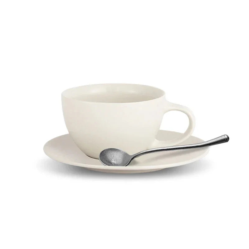 MHW-3BOMBER 300ML Cappuccino Cups with Saucer & Spoon Ceramic Espresso Cup for Latte, Cappuccino Chic Home Barista Accessories