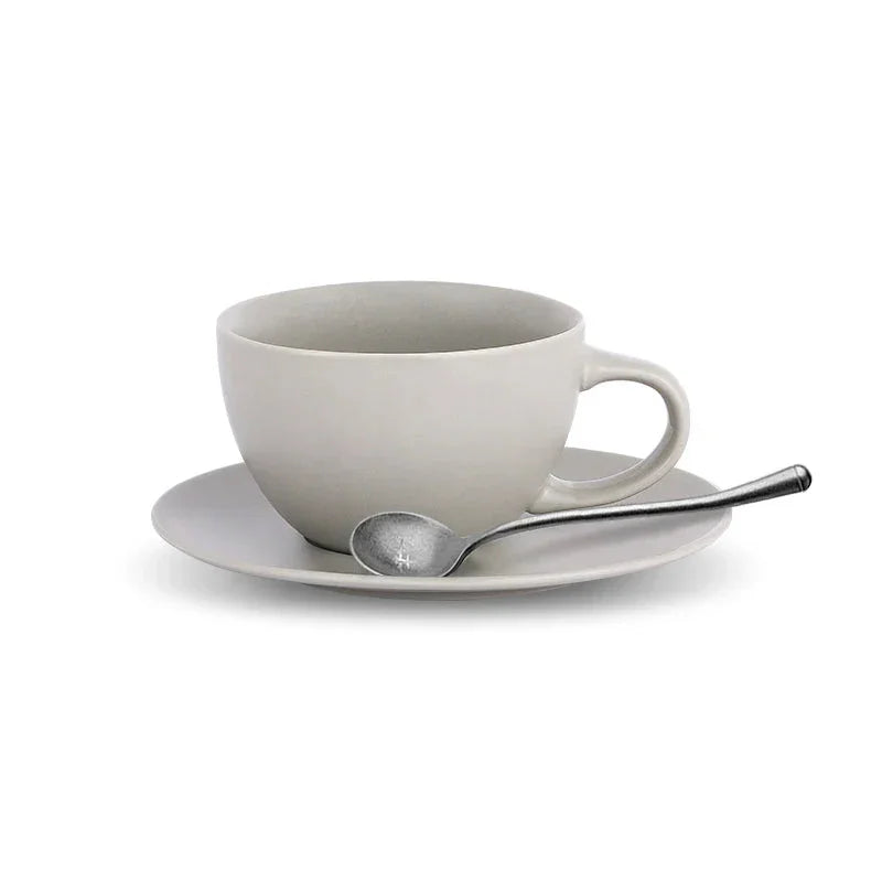 MHW-3BOMBER 300ML Cappuccino Cups with Saucer & Spoon Ceramic Espresso Cup for Latte, Cappuccino Chic Home Barista Accessories