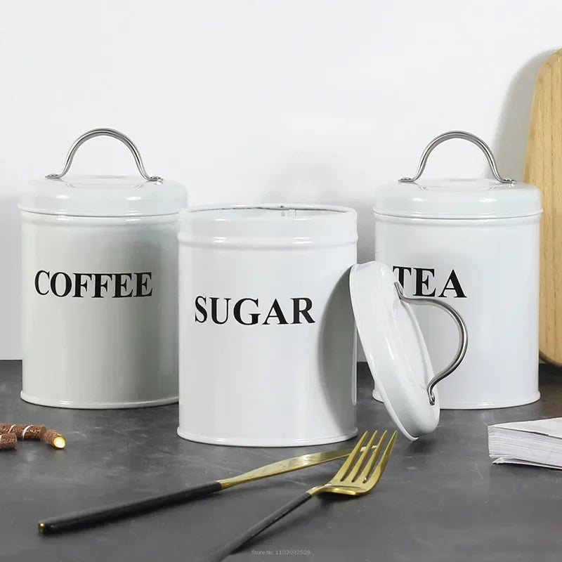 Tea Storage Container Spices Jars Candy Coffee Beans Hermetic Pots Sugar Bowl Kitchen Box Organizer Cans IronTins Container Sets