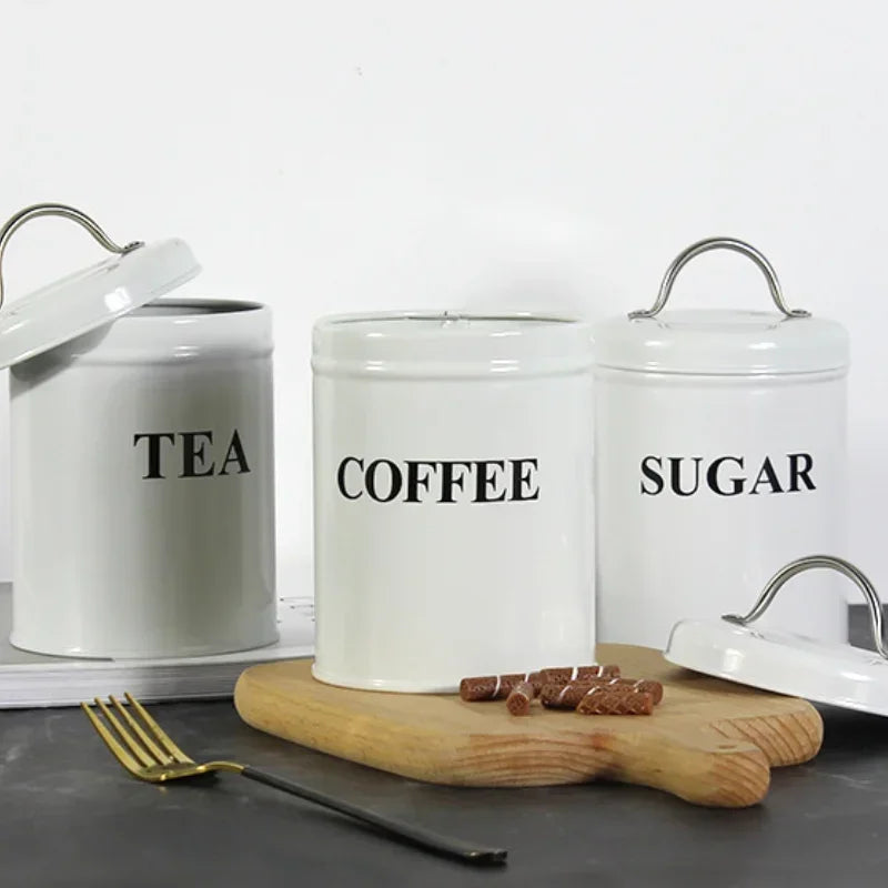 Tea Storage Container Spices Jars Candy Coffee Beans Hermetic Pots Sugar Bowl Kitchen Box Organizer Cans IronTins Container Sets