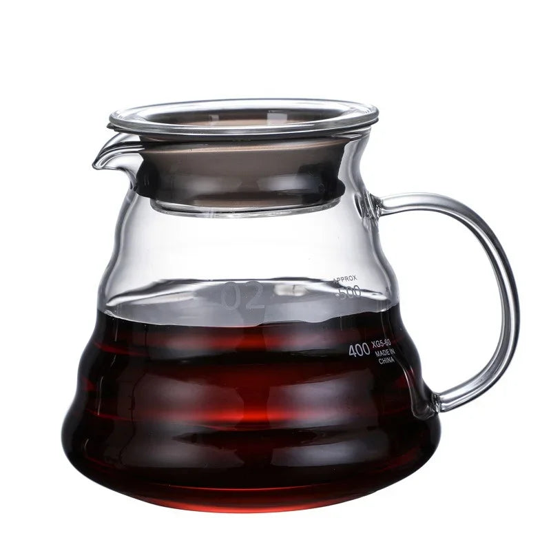 350/600/800ml Clear Glass Coffee Carafe Clouds Shape Glass Kettle Sharing Pot with Lids Coffee Pot for Pour Over Coffee Maker