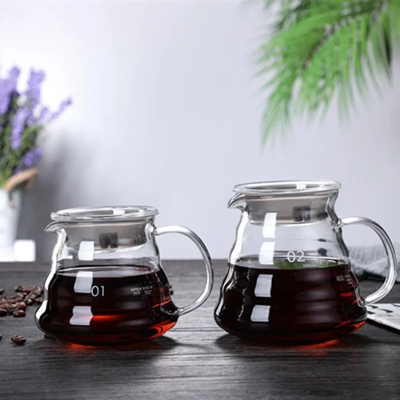 350/600/800ml Clear Glass Coffee Carafe Clouds Shape Glass Kettle Sharing Pot with Lids Coffee Pot for Pour Over Coffee Maker