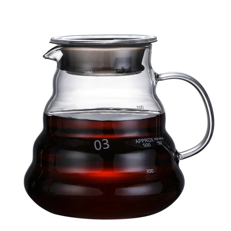 350/600/800ml Clear Glass Coffee Carafe Clouds Shape Glass Kettle Sharing Pot with Lids Coffee Pot for Pour Over Coffee Maker