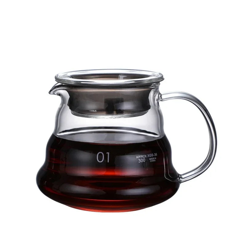 350/600/800ml Clear Glass Coffee Carafe Clouds Shape Glass Kettle Sharing Pot with Lids Coffee Pot for Pour Over Coffee Maker