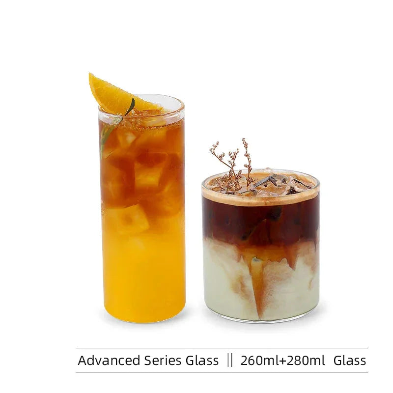 MHW-3BOMBER 260/280ML Glass Coffee Cup Clear Espresso Mug Set Drinking Glasses for Iced Coffee Tea Beer Home Kitchen Accessories