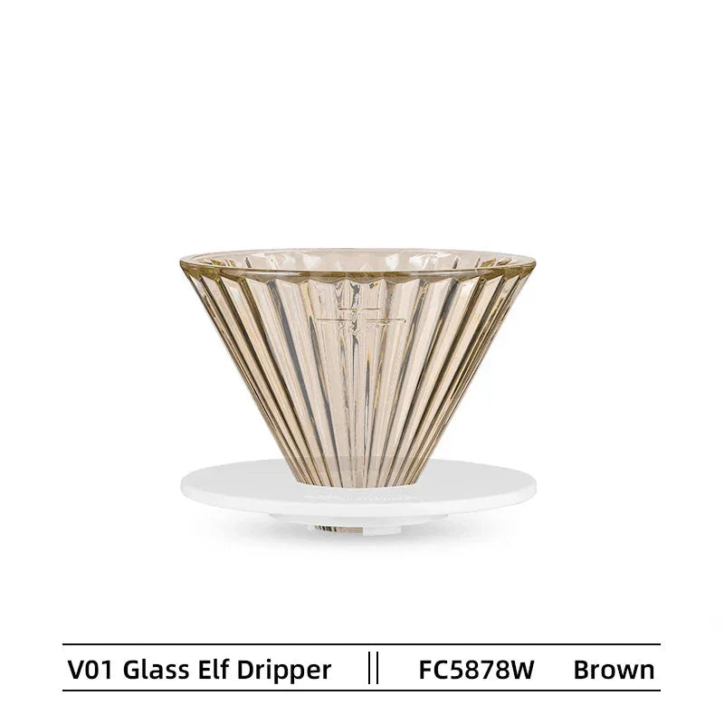 MHW-3BOMBER Glass Coffee Dripper Reusable Cone Pour Over Coffee Dripper with Filter Paper Professional Home Baristas Accessories