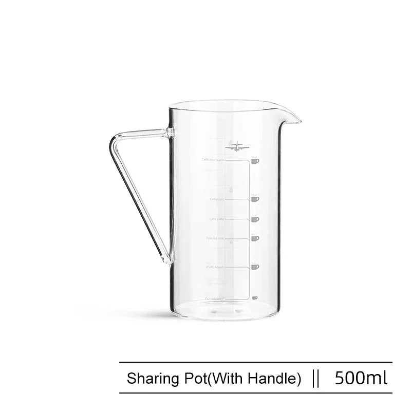 MHW-3BOMBER 360/500ML Coffee Server with Handle Clear Glass Hand Brewed Coffee Sharing Pot for Tea Beer Coffee Home Kitchen Tool