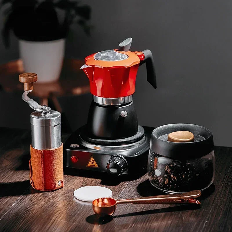 150/300/ML Moka pot Italian hand-brewed coffee electric ceramic stove set home coffee machine filter imported single valve 220V