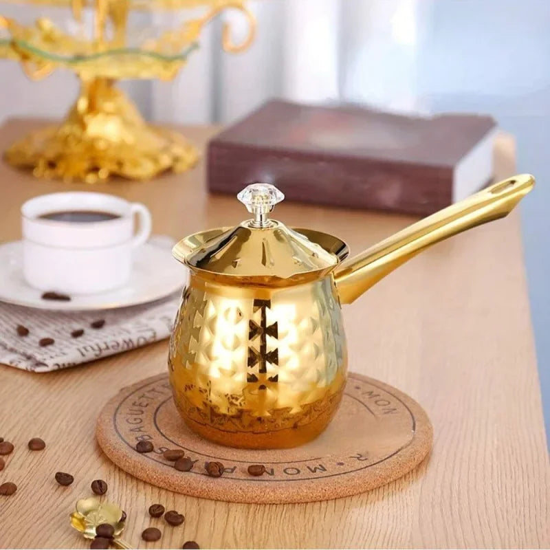 Ramadan Turkish Greek Arabic Coffee Pot Stainless Steel Stovetop Coffee Maker Hammered Coffee Cezve Ibrik Coffee Maker Boiler