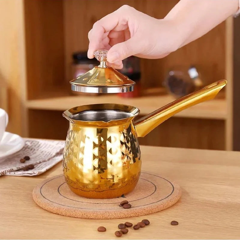 Ramadan Turkish Greek Arabic Coffee Pot Stainless Steel Stovetop Coffee Maker Hammered Coffee Cezve Ibrik Coffee Maker Boiler