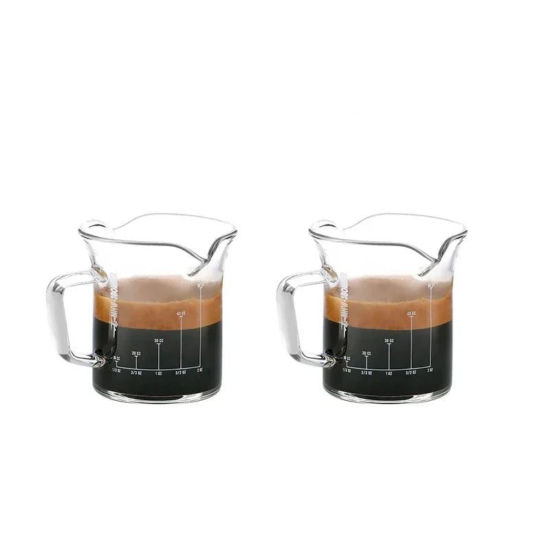 MHW-3BOMBER Two-spout Espresso Glass Measuring Cup with Handle Exquisite Coffee Weighing Cups Measuring Home Tools for Kitchen