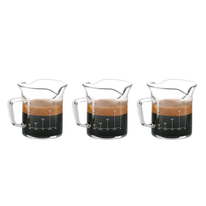 MHW-3BOMBER Two-spout Espresso Glass Measuring Cup with Handle Exquisite Coffee Weighing Cups Measuring Home Tools for Kitchen