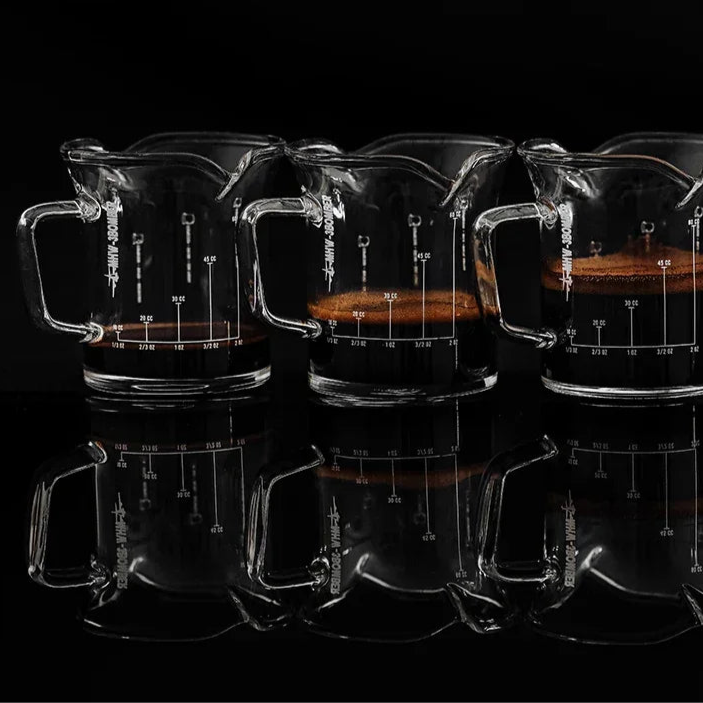 MHW-3BOMBER Two-spout Espresso Glass Measuring Cup with Handle Exquisite Coffee Weighing Cups Measuring Home Tools for Kitchen