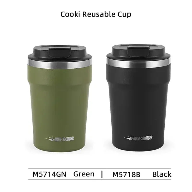 MHW-3BOMBER 360ML Stainless Steel Coffee Tumbler Portable Double Wall Thermal Mugs for Travel Camping Home Coffee Accessories