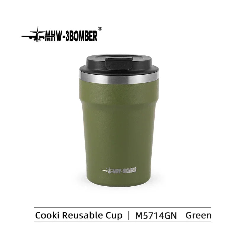 MHW-3BOMBER 360ML Stainless Steel Coffee Tumbler Portable Double Wall Thermal Mugs for Travel Camping Home Coffee Accessories