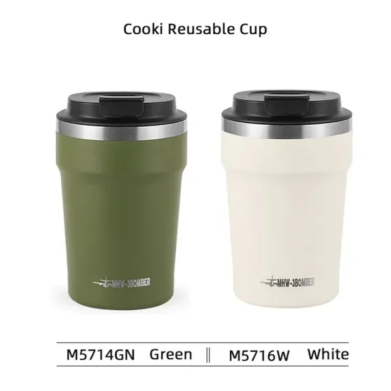 MHW-3BOMBER 360ML Stainless Steel Coffee Tumbler Portable Double Wall Thermal Mugs for Travel Camping Home Coffee Accessories