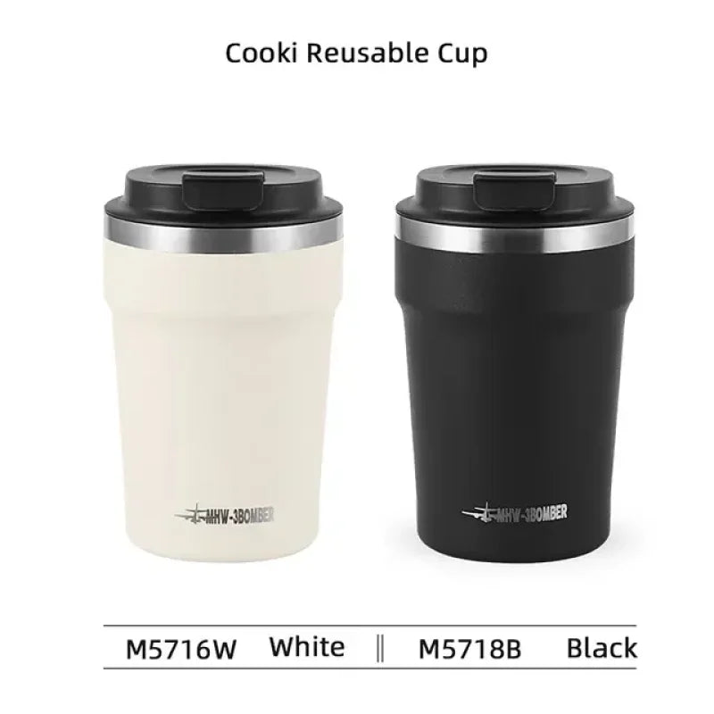 MHW-3BOMBER 360ML Stainless Steel Coffee Tumbler Portable Double Wall Thermal Mugs for Travel Camping Home Coffee Accessories