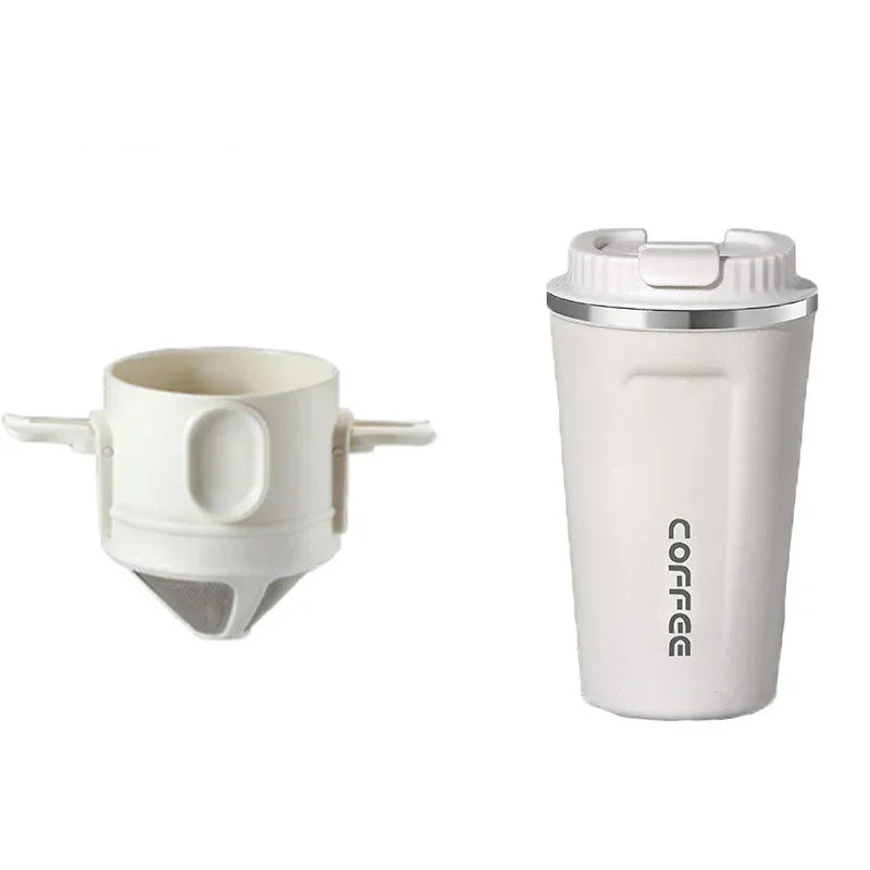 304 Stainless Steel Portable Coffee Filter Drip Coffee Tea Holder Reusable Mug Coffee Dripper Tea Cup Set Coffee Pot Coffeeware