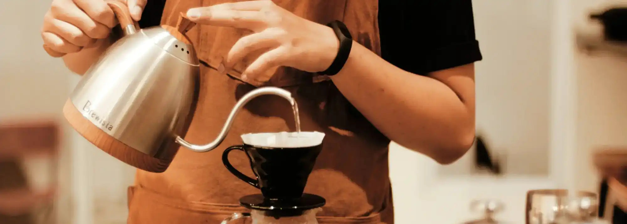 Pour-over coffee brewing.