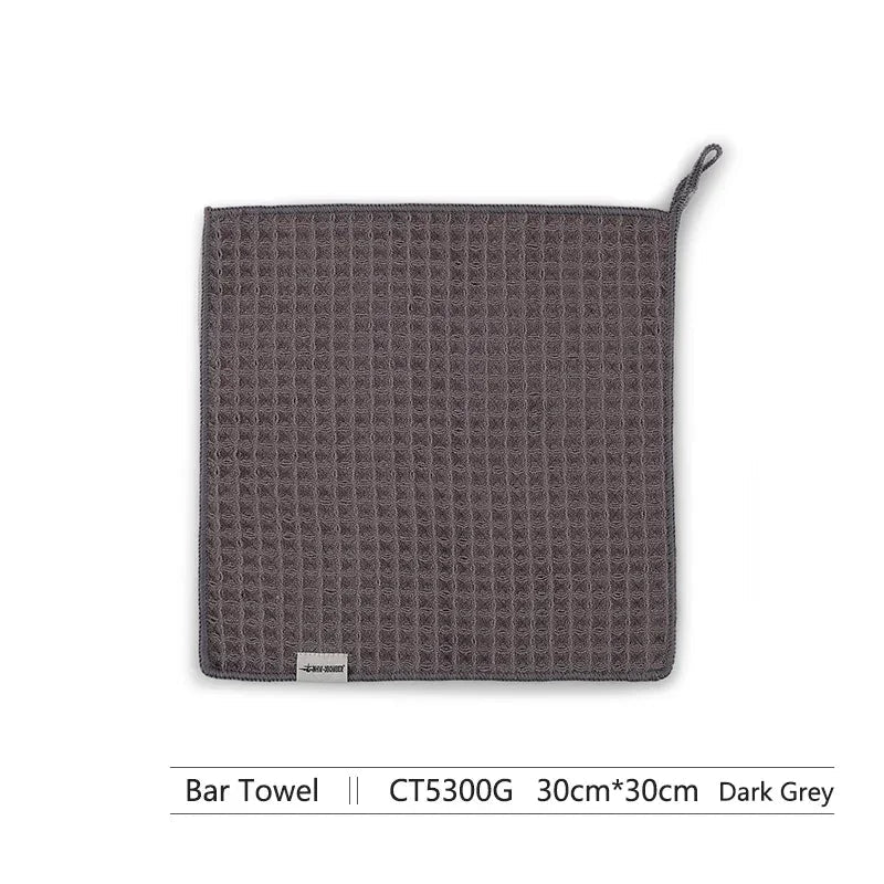 Square gray waffle-weave dishcloth for premium coffee bar microfiber cleaning