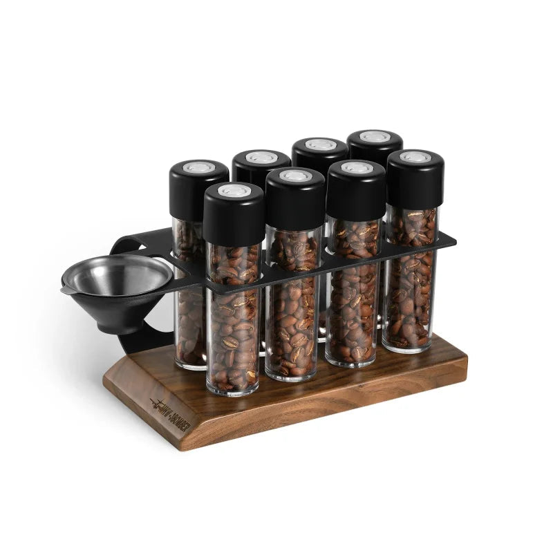 MHW-3BOMBER Coffee Beans Storage Container 8 Tubes with Exhaust Valve Food Storage for Tea Coffee Home Barista Accessories