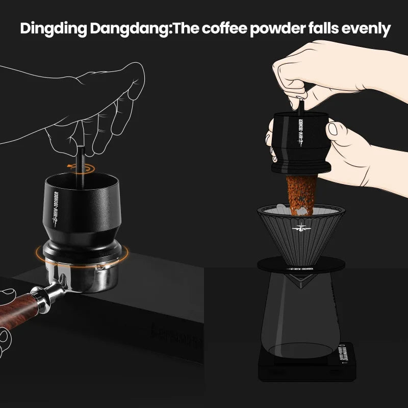 MHW-3BOMBER Espresso Dosing Cup with Stirrer Aluminum Alloy Coffee Dosing Funnel Fit 51-54/58MM Portafilter Coffee Accessories