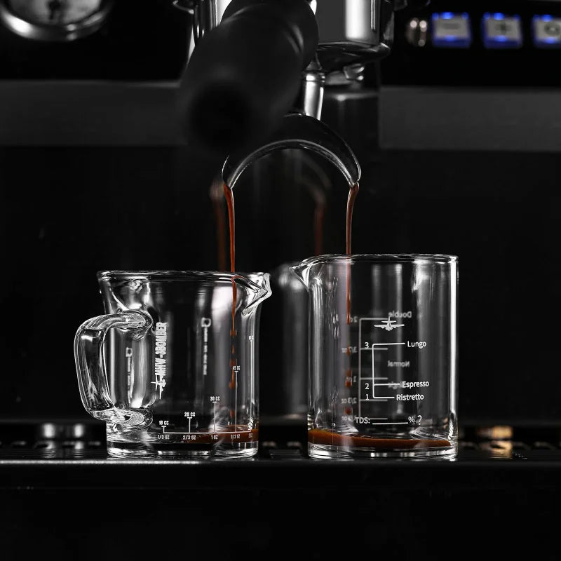 MHW-3BOMBER 70/80ML Coffee Measuring Cups Clear Glass Espresso Shot Glasses Milk Frothing Pitcher Home Kitchen Measuring Tools