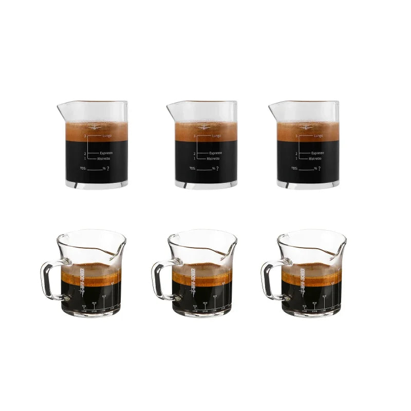 MHW-3BOMBER 70/80ML Coffee Measuring Cups Clear Glass Espresso Shot Glasses Milk Frothing Pitcher Home Kitchen Measuring Tools