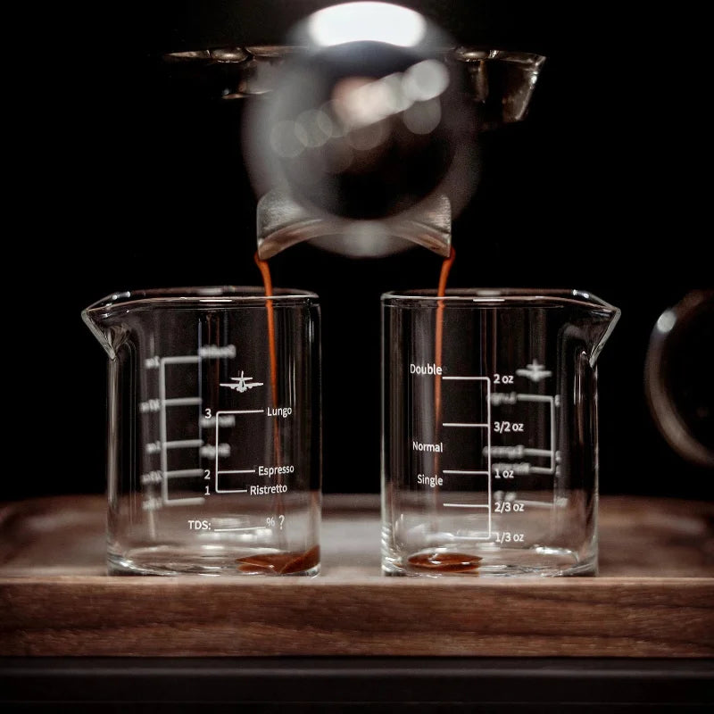 MHW-3BOMBER 70/80ML Coffee Measuring Cups Clear Glass Espresso Shot Glasses Milk Frothing Pitcher Home Kitchen Measuring Tools