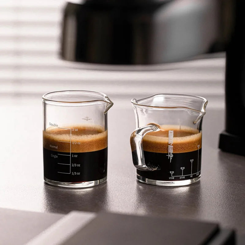 MHW-3BOMBER 70/80ML Coffee Measuring Cups Clear Glass Espresso Shot Glasses Milk Frothing Pitcher Home Kitchen Measuring Tools