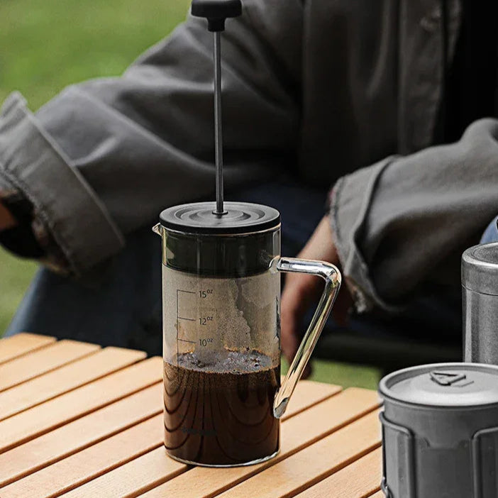 MHW-3BOMBER French Press Coffee Maker Heat Resistant Borosilicate Glass Coffee Pot for Camping Travel Home Barista Accessories