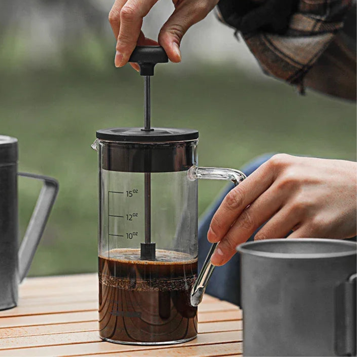 MHW-3BOMBER French Press Coffee Maker Heat Resistant Borosilicate Glass Coffee Pot for Camping Travel Home Barista Accessories