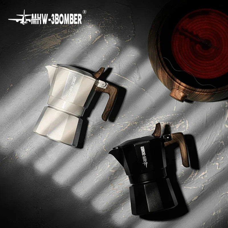 MHW 3BOMBER 100/180ML Moka Pot Double Valve Espresso Maker Italian Coffee Professional Home Barista Accessories Coffee Tools