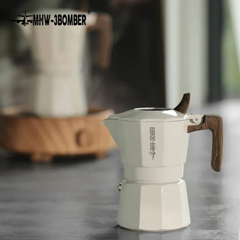 MHW 3BOMBER 100/180ML Moka Pot Double Valve Espresso Maker Italian Coffee Professional Home Barista Accessories Coffee Tools