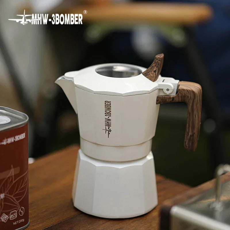 MHW 3BOMBER 100/180ML Moka Pot Double Valve Espresso Maker Italian Coffee Professional Home Barista Accessories Coffee Tools