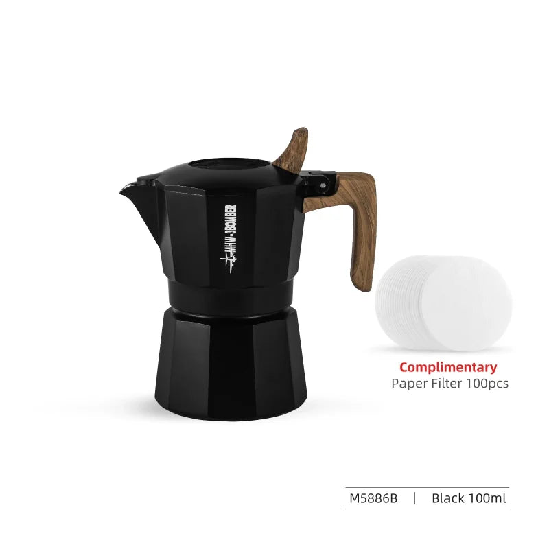 MHW 3BOMBER 100/180ML Moka Pot Double Valve Espresso Maker Italian Coffee Professional Home Barista Accessories Coffee Tools