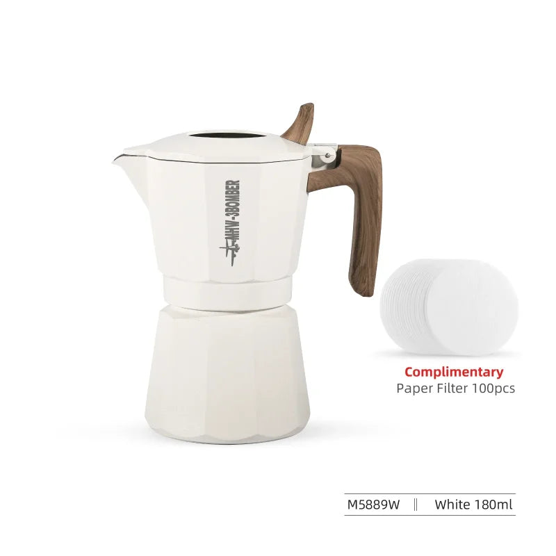 MHW 3BOMBER 100/180ML Moka Pot Double Valve Espresso Maker Italian Coffee Professional Home Barista Accessories Coffee Tools