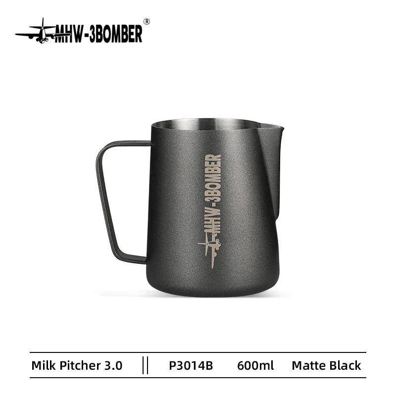 MHW-3BOMBER Milk Frothing Pitcher Stainless Steel Espresso Steaming Pitchers with Thermometer Durable Coffee Machine Accessories