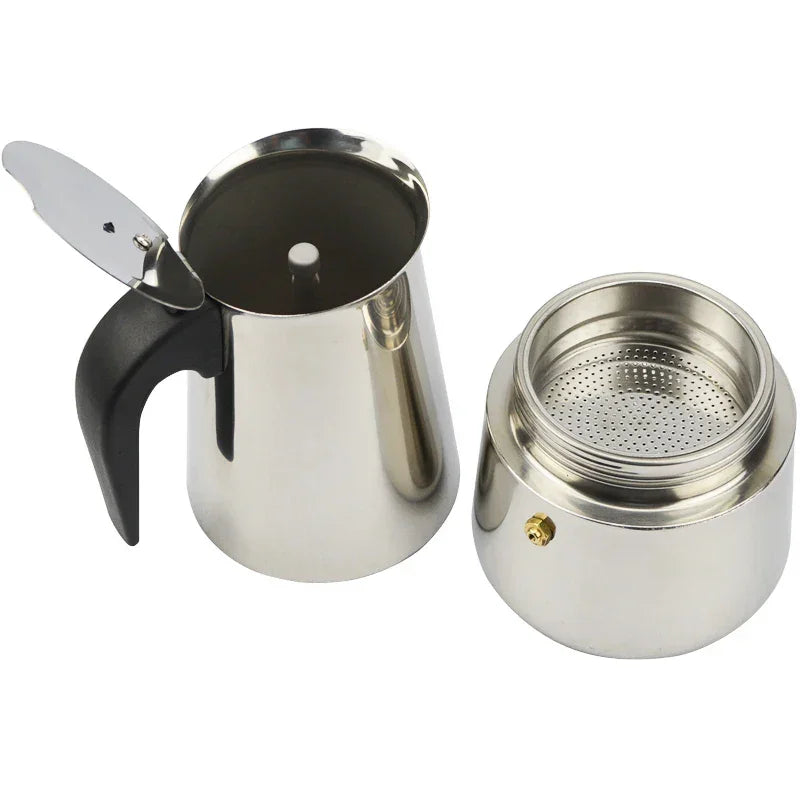 ATWFS High Quality 2/6 Cups Stainless Steel Coffee Maker Moka Pot Espresso Cups Latte Percolator Stove Top Espresso Pot