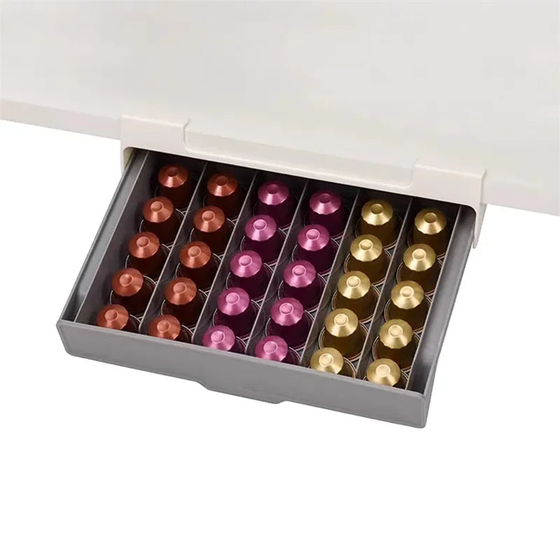 Coffee Capsule Holder Coffee Tea Bag Small Drawer Organizer Box No Punching Required Save To Space Storage Box Home Office Use