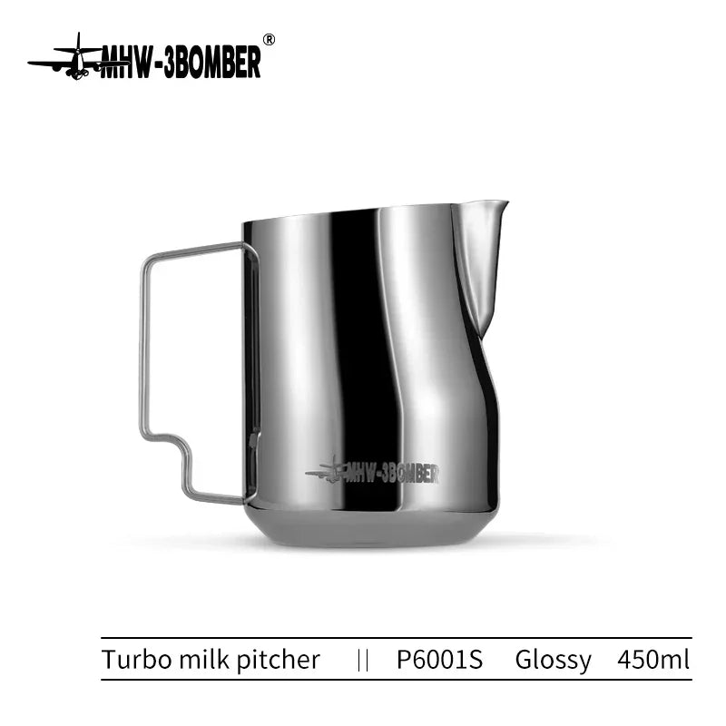 MHW-3BOMBER 350ml 450ml Turbo Milk Frothing Pitcher Steaming Pitchers Professional Milk Foam Jug Home Barista Kitchen Accessorie