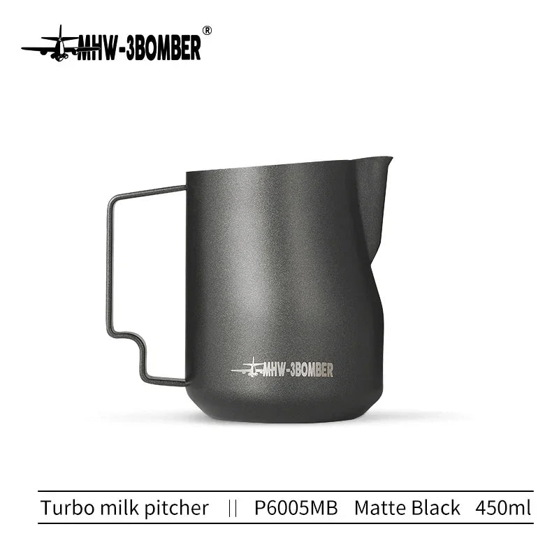 MHW-3BOMBER 350ml 450ml Turbo Milk Frothing Pitcher Steaming Pitchers Professional Milk Foam Jug Home Barista Kitchen Accessorie